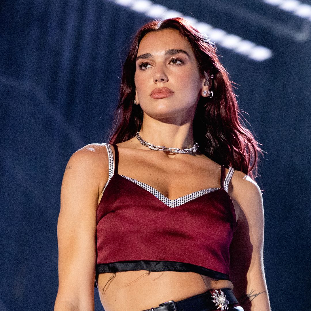 Dua Lipa's burgundy hotpants and bralette set screams autumn It-girl