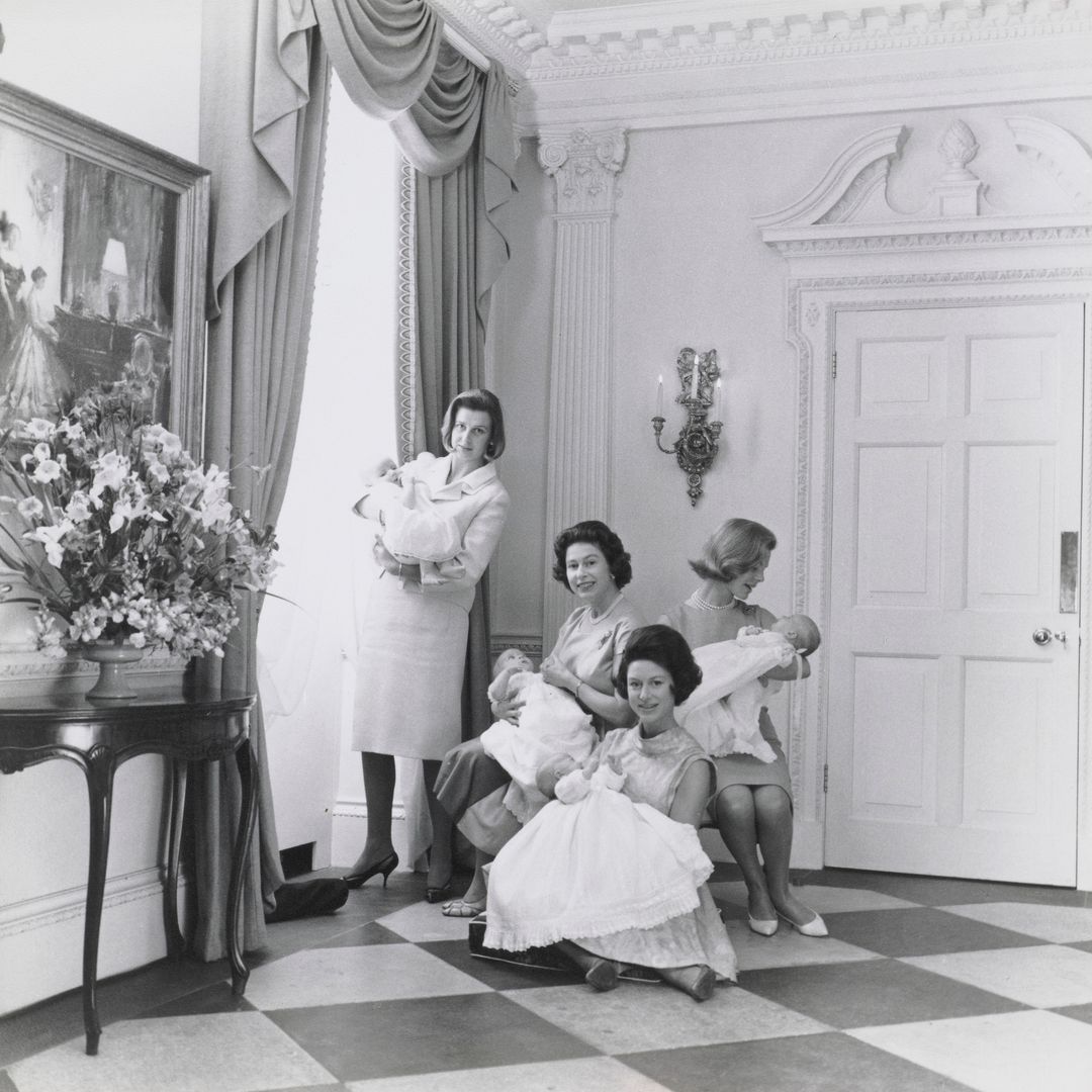 Queen Elizabeth II and Princess Margaret among four royal mothers pictured with newborn babies in unearthed royal portrait
