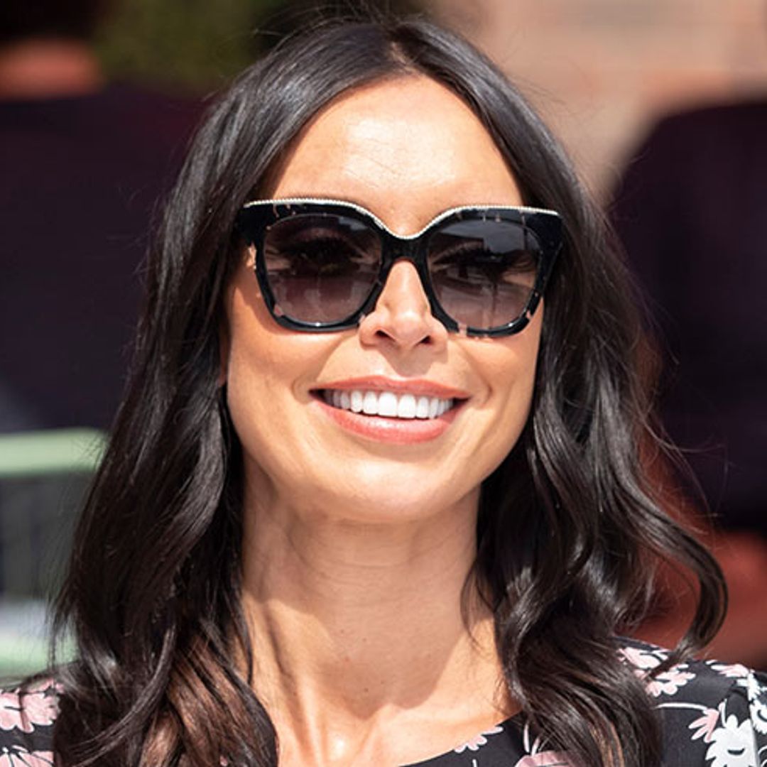 Christine Lampard dresses for the heatwave in a yellow Oasis dress – and you can really see her baby bump
