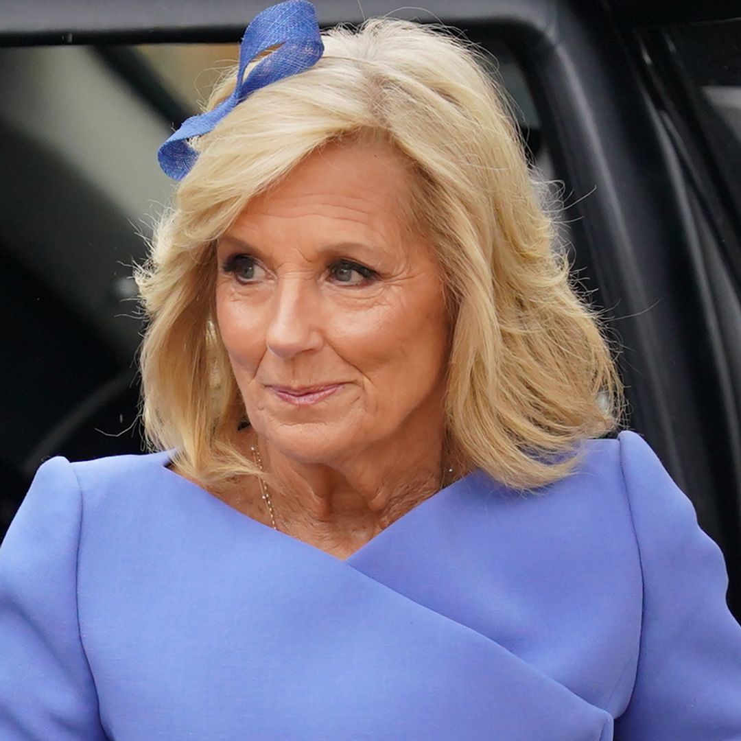 Jill Biden delights in fitted skirt and matching bow for coronation ceremony