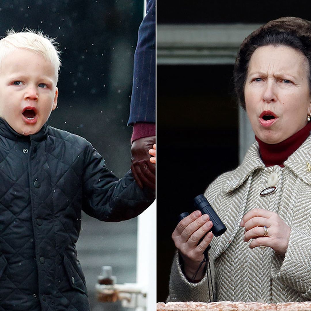 Lucas Tindall is Princess Anne's mini-me on family day out in Cheltenham