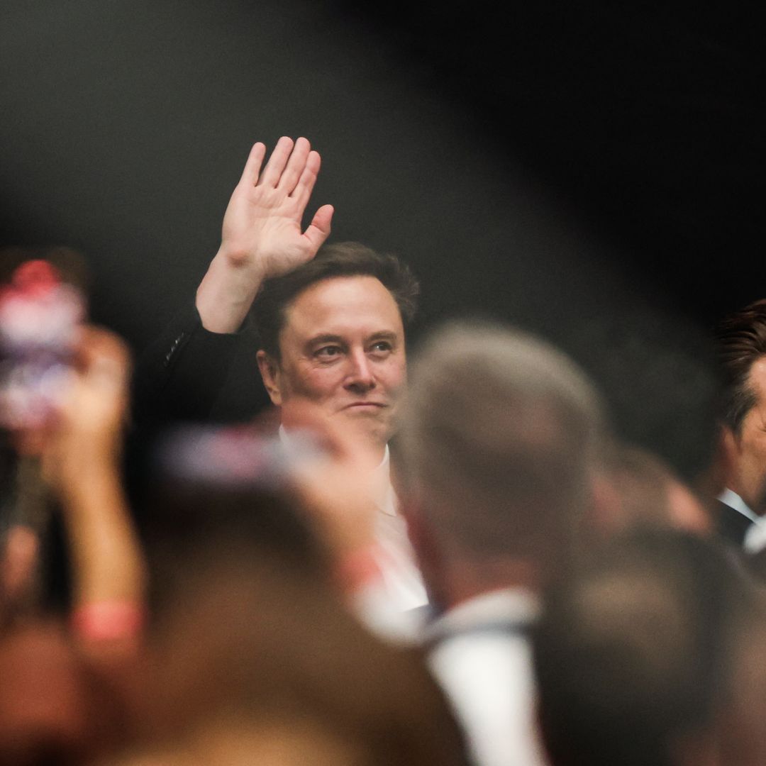 Elon Musk arrives for the public memorial service for right-wing activist Charlie Kirk at State Farm Stadium in Glendale, Arizona, on September 21, 2025.