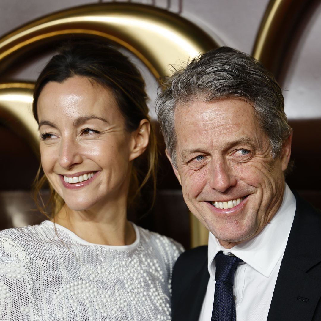 Hugh Grant and wife Anna Eberstein look smitten for rare red carpet appearance