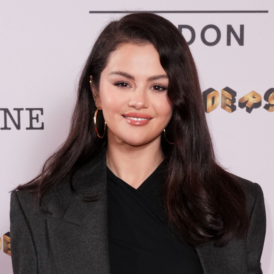 Selena Gomez’s tartan mini skirt co-ord and sheer tights combo is perfect for cosy season