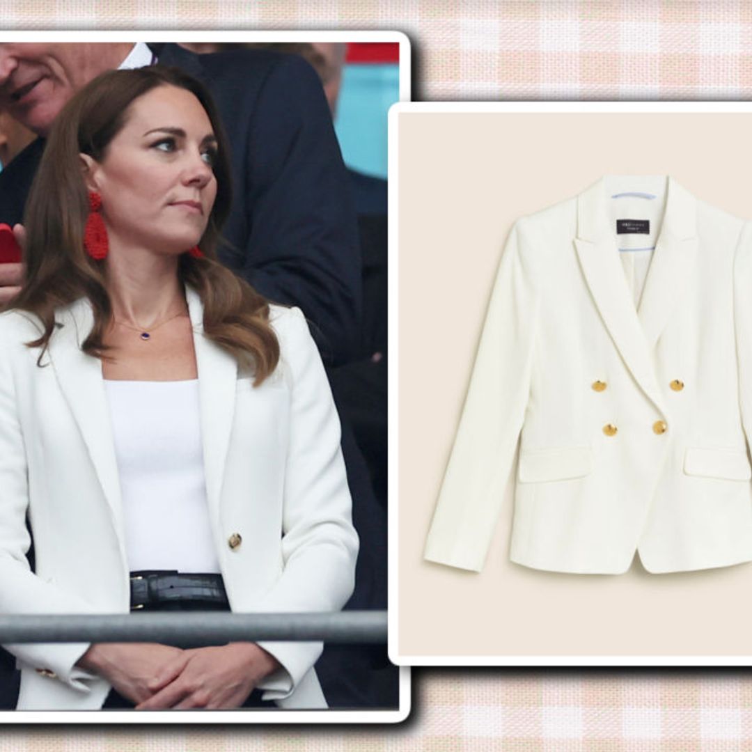 Kate Middleton's pink suit blazer and trousers by Marks & Spencer