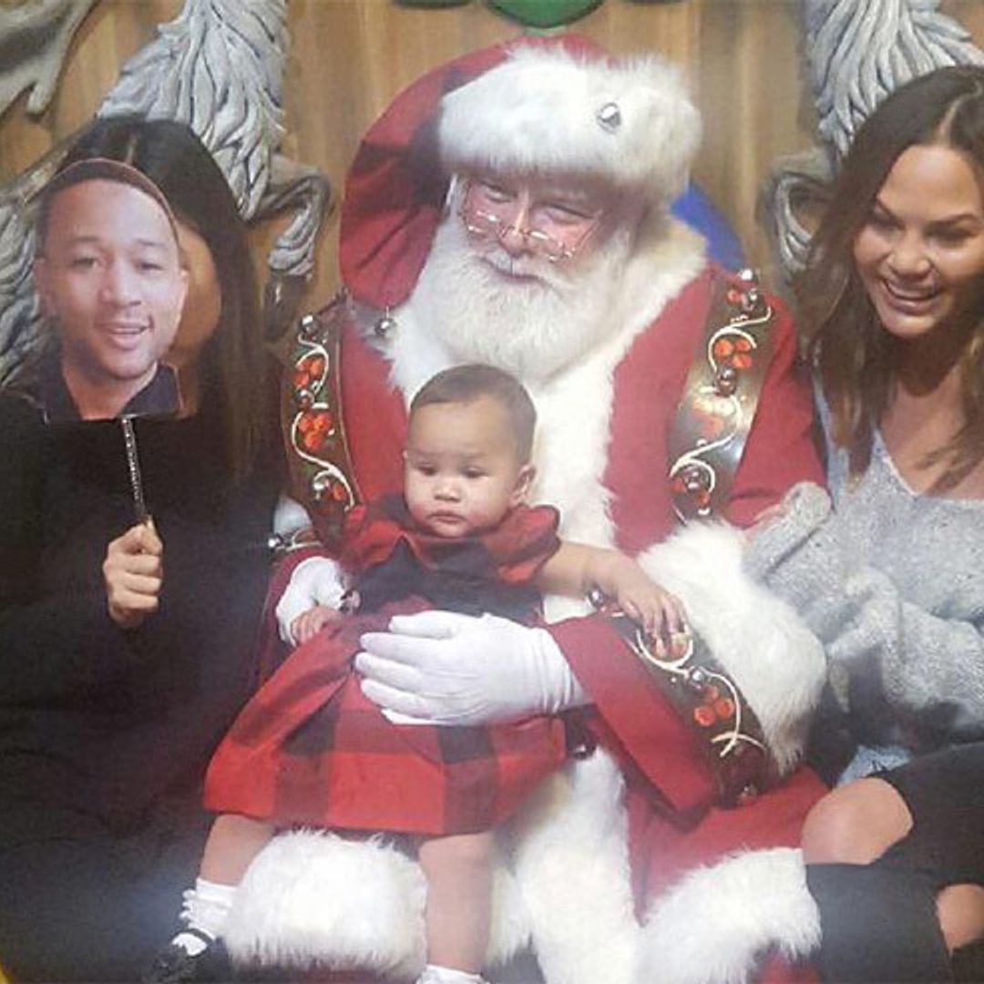 Chrissy Teigen's baby Luna has her first visit with Santa Claus