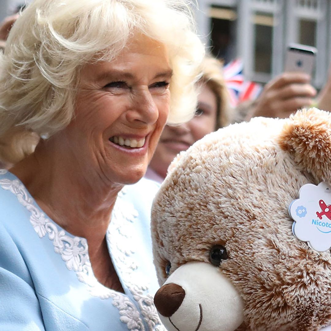 The Duchess of Cornwall reacts to seeing first pictures of royal baby