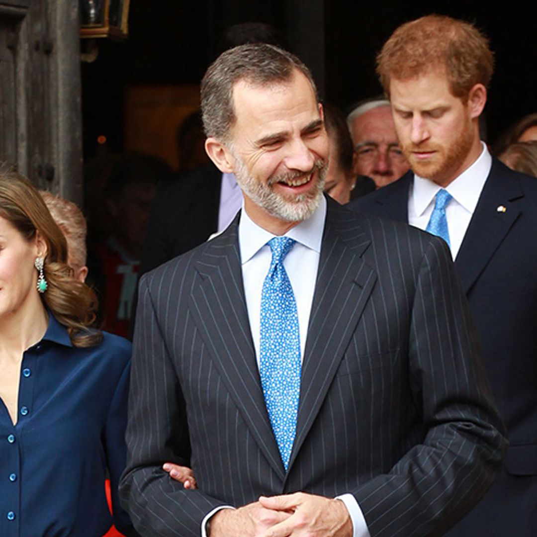 Prince Harry takes part in first state visit by welcoming Spanish royals at Westminster Abbey