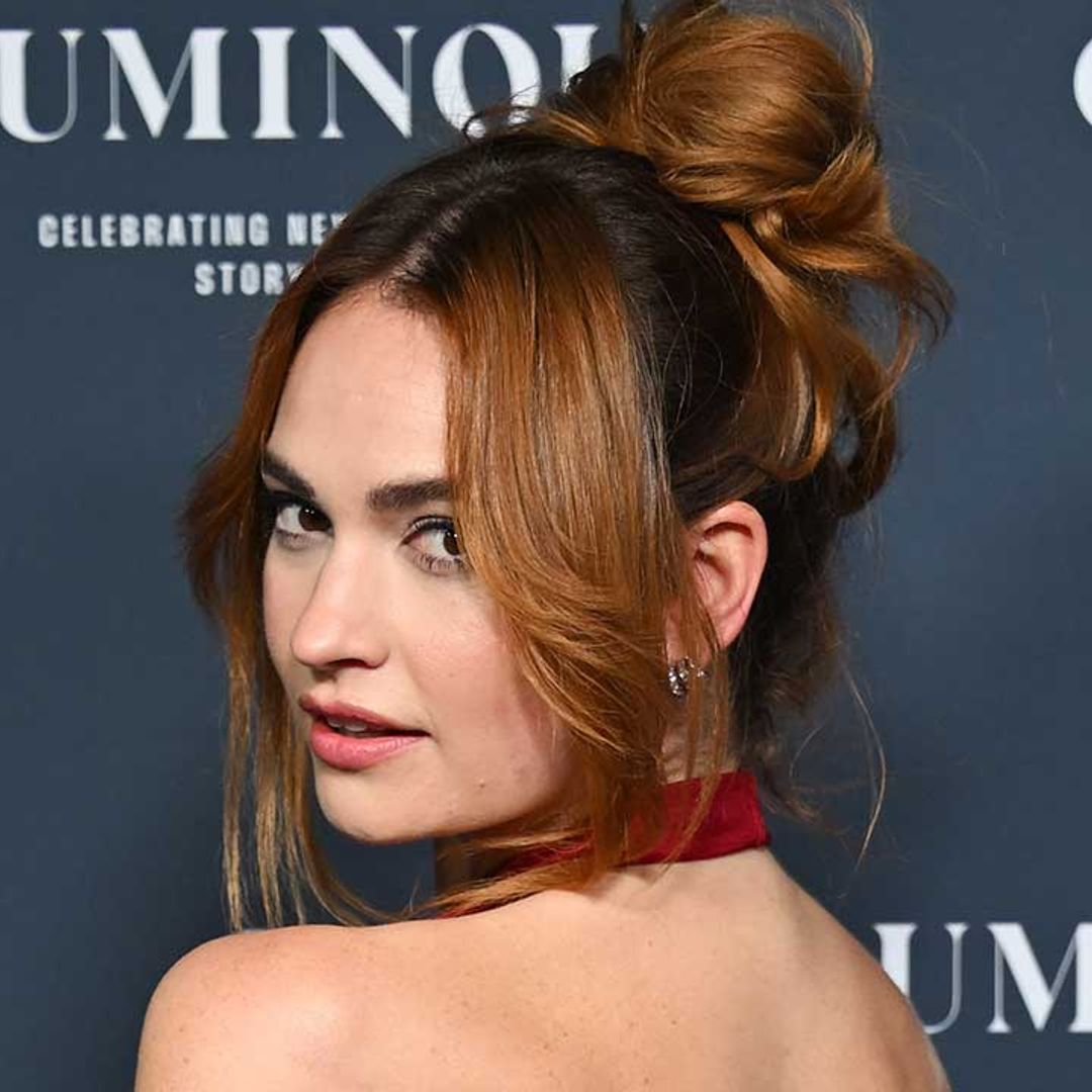 Lily James channels safari chic in tank top and diamonds during dreamy holiday