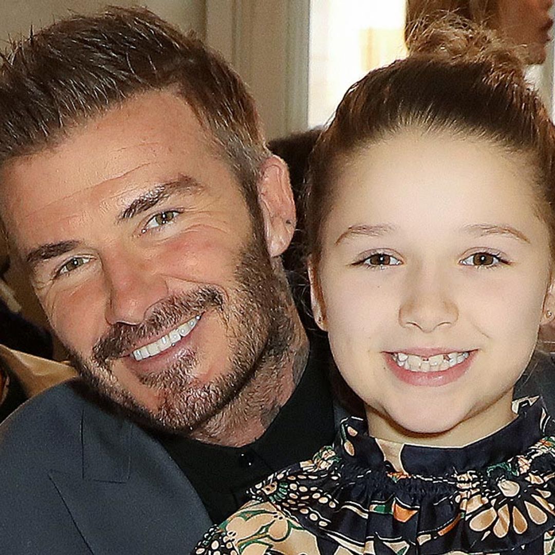 Harper Beckham helps dad David bake a cake – and it looks so yummy!