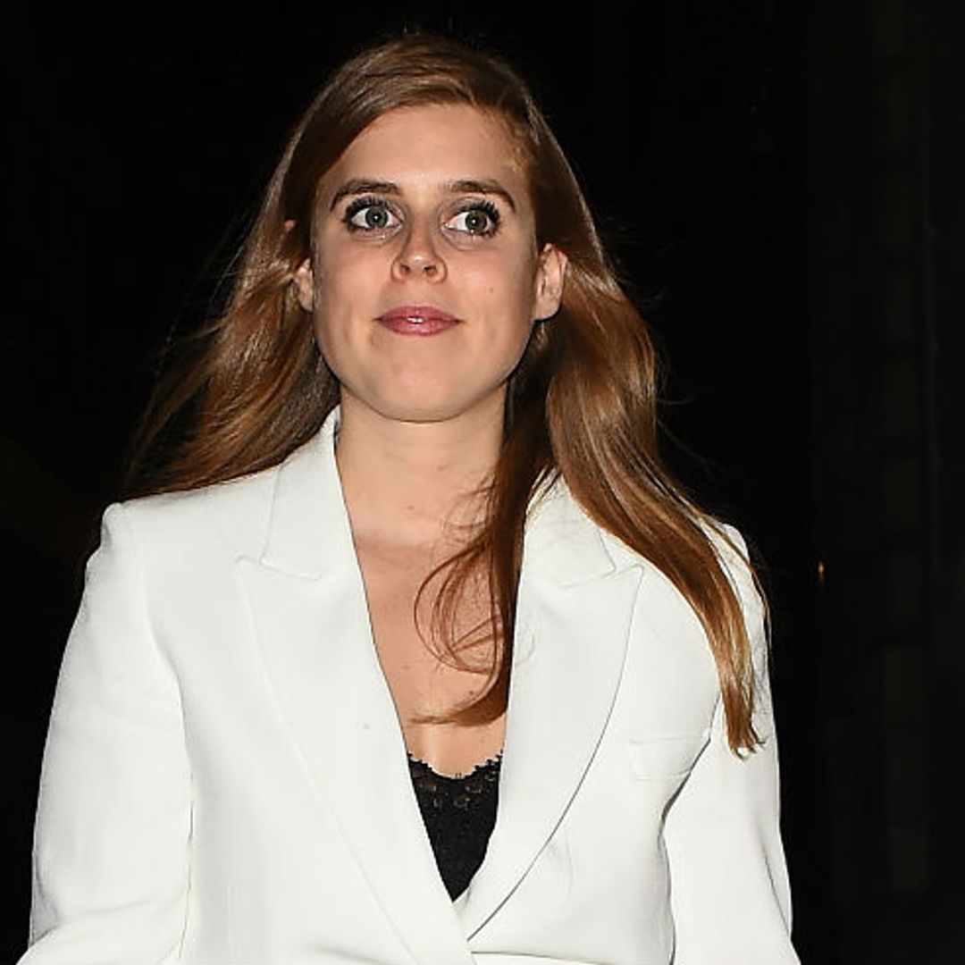 Princess Beatrice shows off legs in leather mini skirt