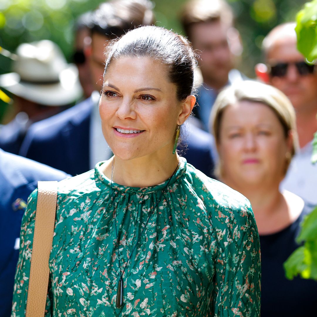 Crown Princess Victoria reacts to new portrait during overseas visit