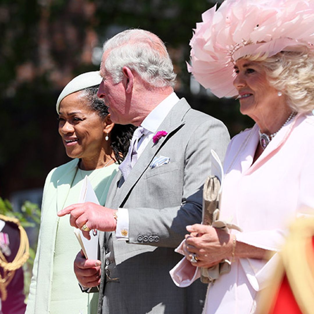 Proud parents Prince Charles and Doria Ragland are all smiles after royal wedding