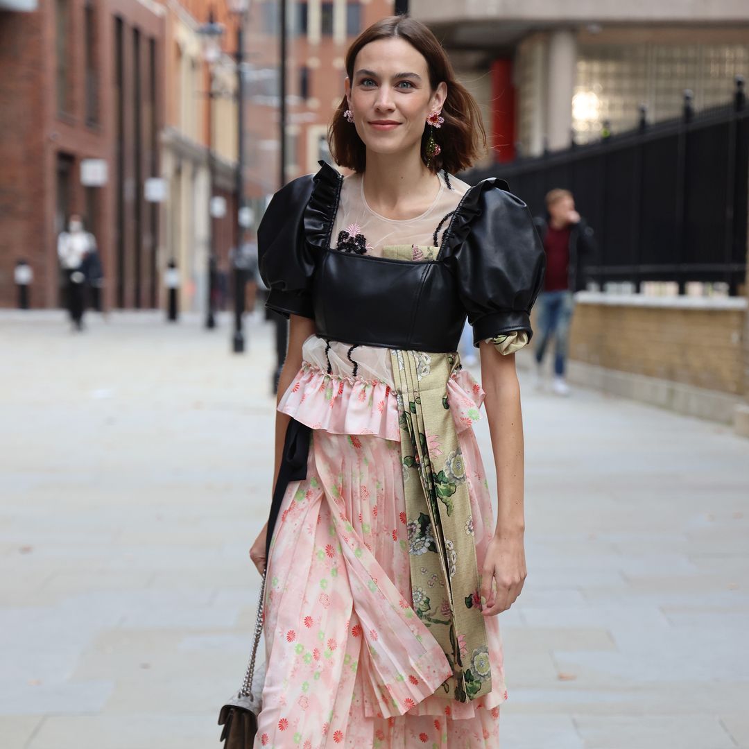 Alexa Chung's leather shorts set is the ultimate rock chick vibe