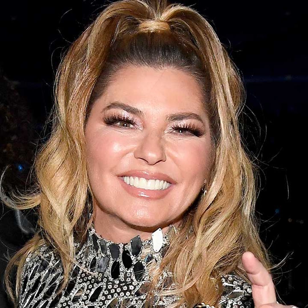 Shania Twain highlights trim figure in stomach-baring top and wild pants