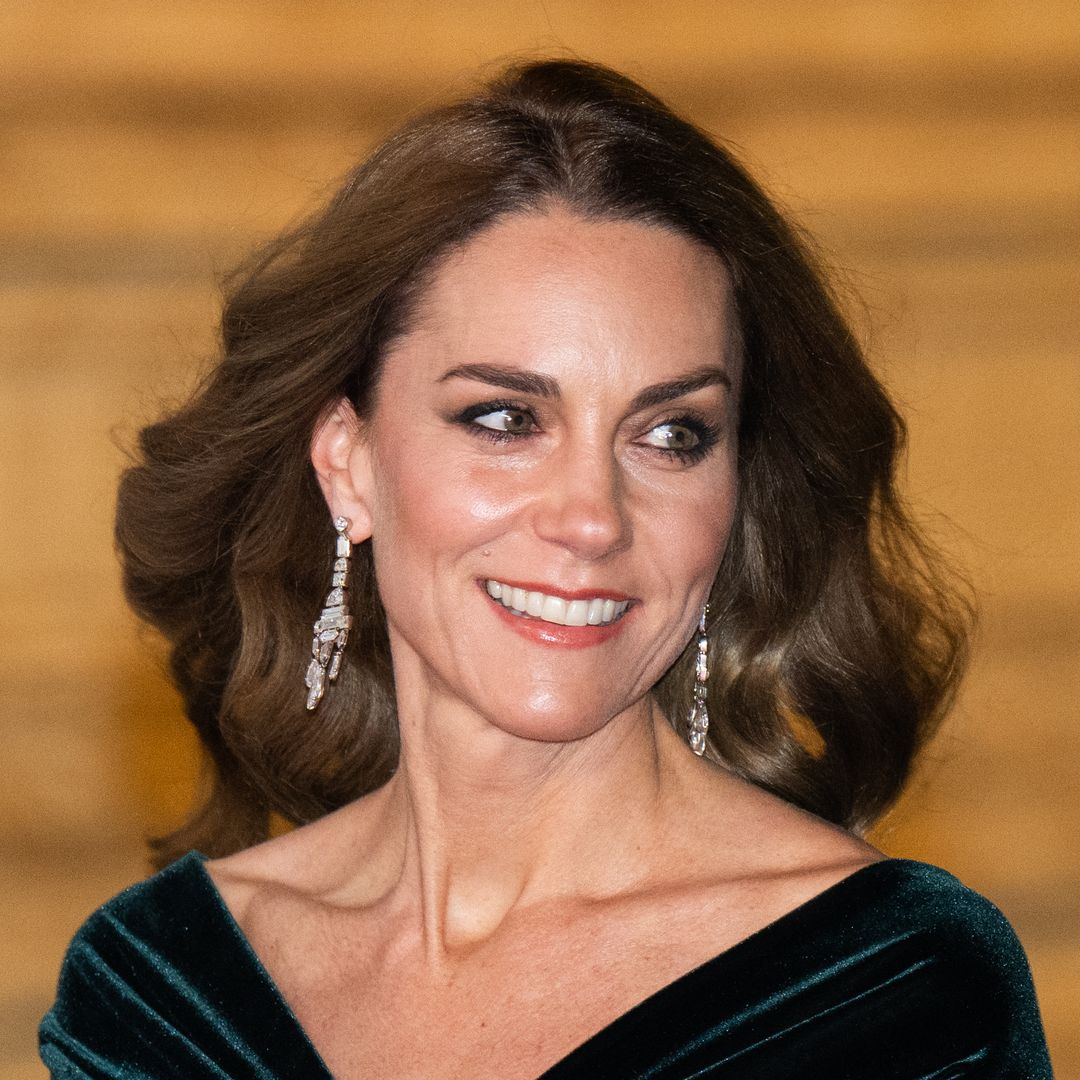 Princess Kate stops traffic in Talbot Runhof green velvet dress at Royal Variety Performance