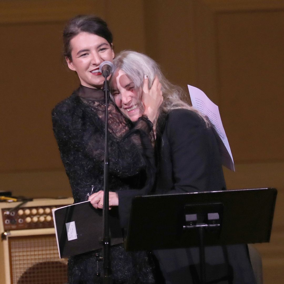 Jesse Paris Smith and Patti Smith speak on stage during Pathway To Paris Concert For Climate Action at Carnegie Hall on November 5, 2017 in New York City.