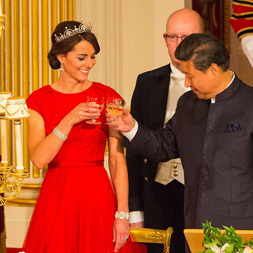 Kate Middleton stuns in red Jenny Packham gown for first state banquet