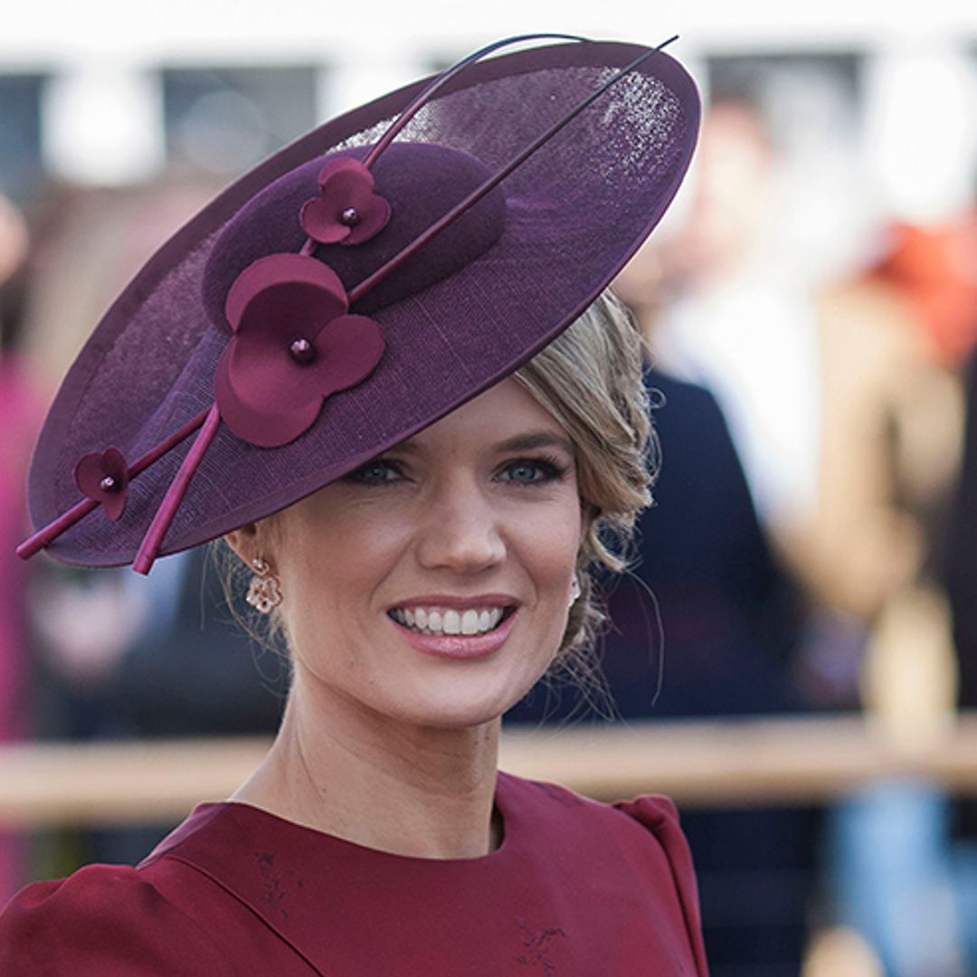 Charlotte Hawkins wears the ultimate pink dress coat to the races – and it's from the high street