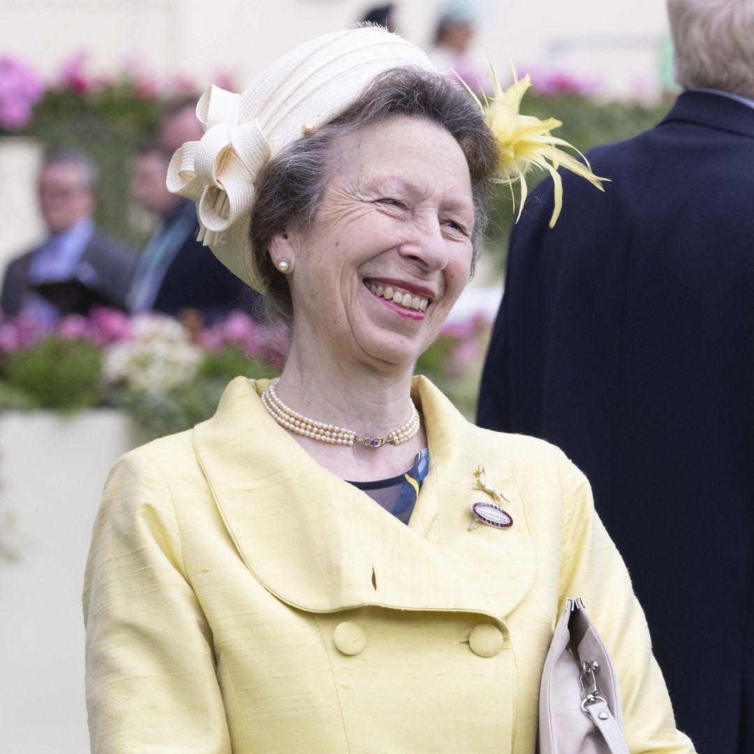 Princess Anne is sherbet lemon perfection in fitted dress for date with Sir Timothy Laurence
