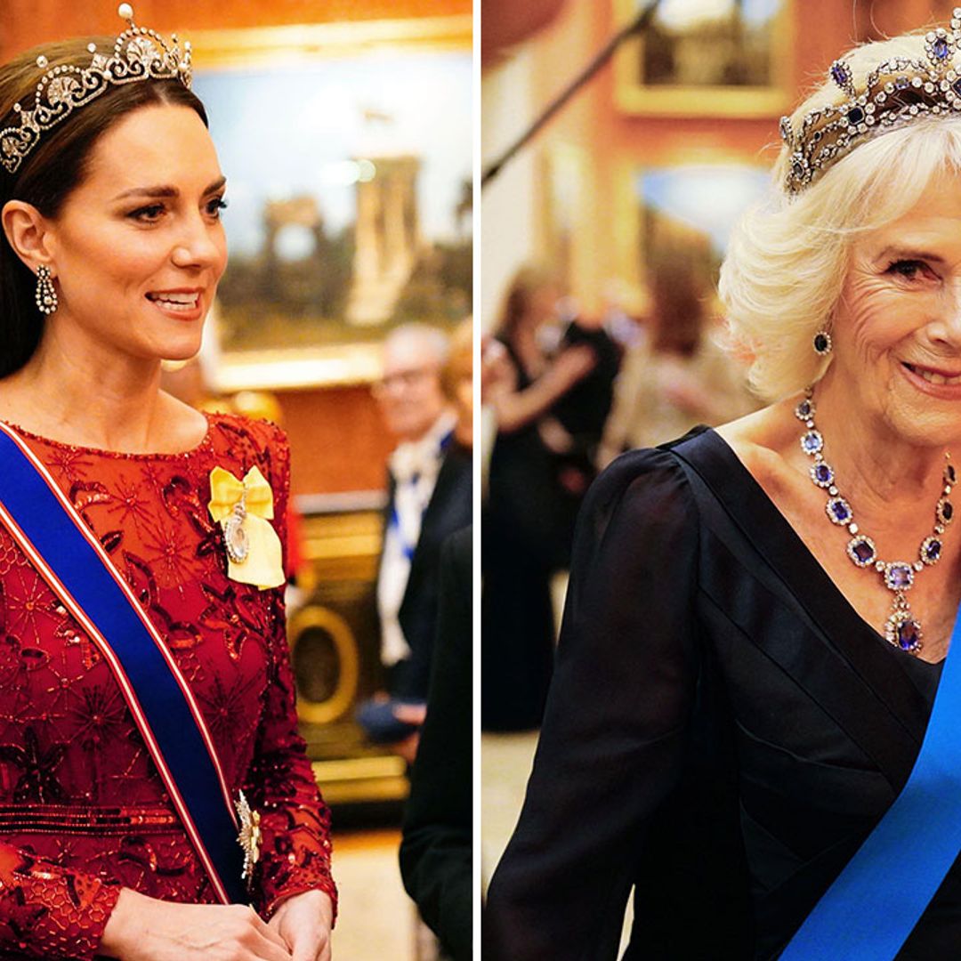 Princess Kate and Queen Consort Camilla wow in tiaras as King Charles hosts first Diplomatic Reception - best photos