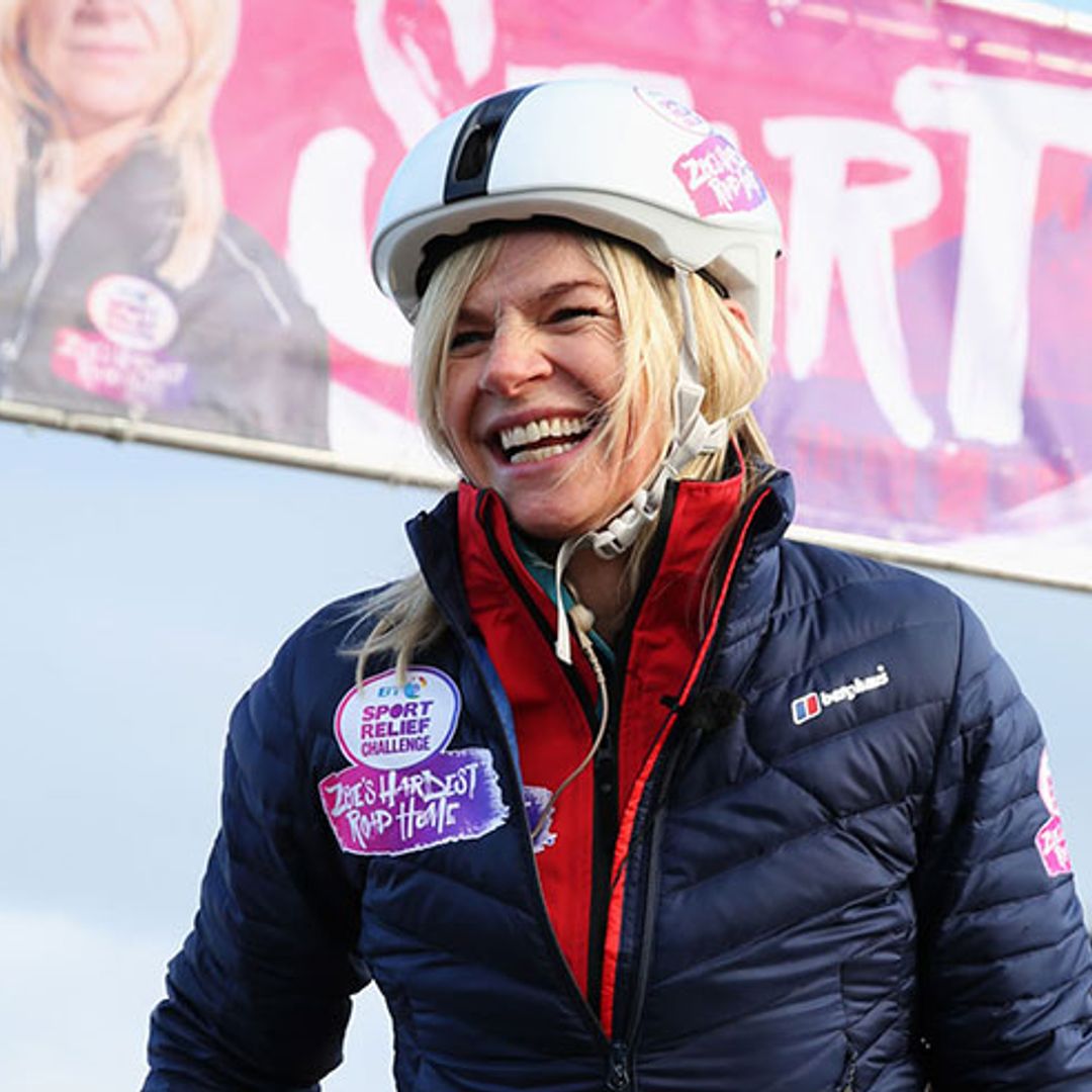 Zoe Ball embraces her children as she finishes Sport Relief challenge