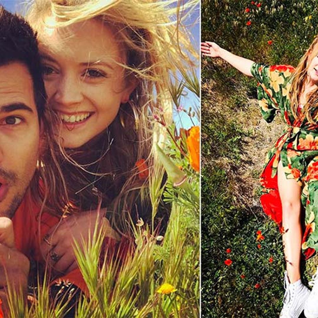 Billie Lourd and Taylor Lautner celebrate spring in a poppy field