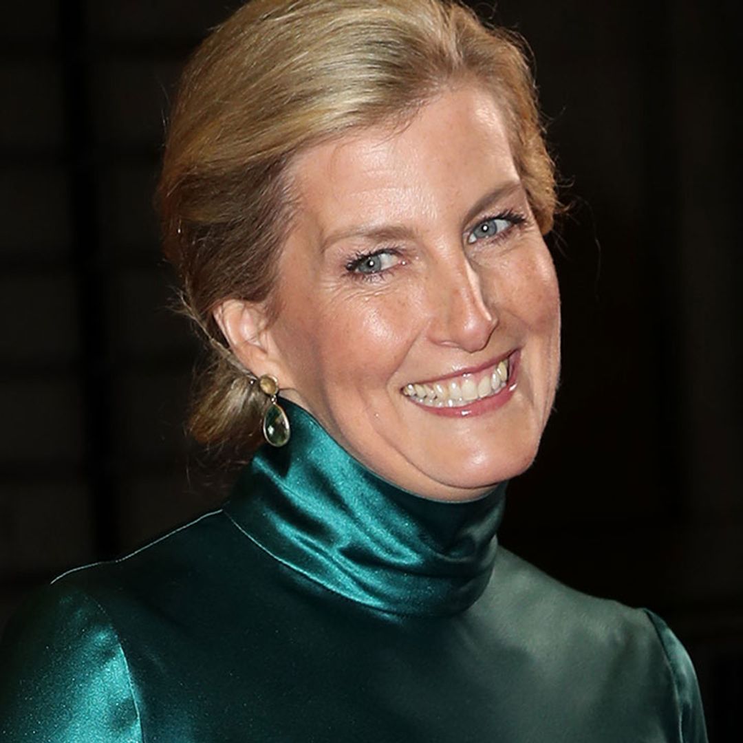 The Countess of Wessex looks glam in emerald green satin dress for London film premiere
