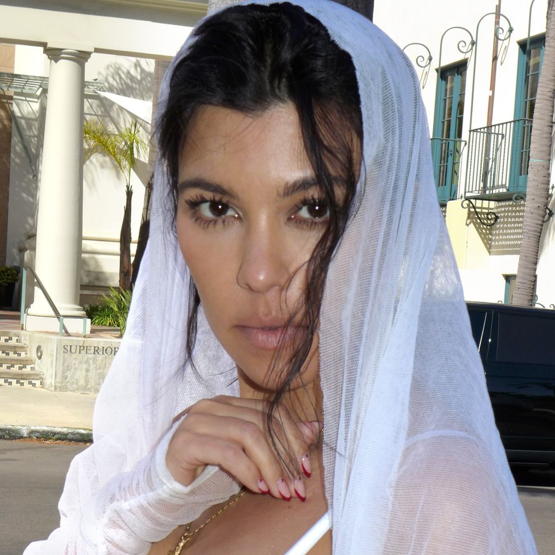 Kourtney Kardashian surprises in the Cotswolds ahead of Eve Jobs' wedding