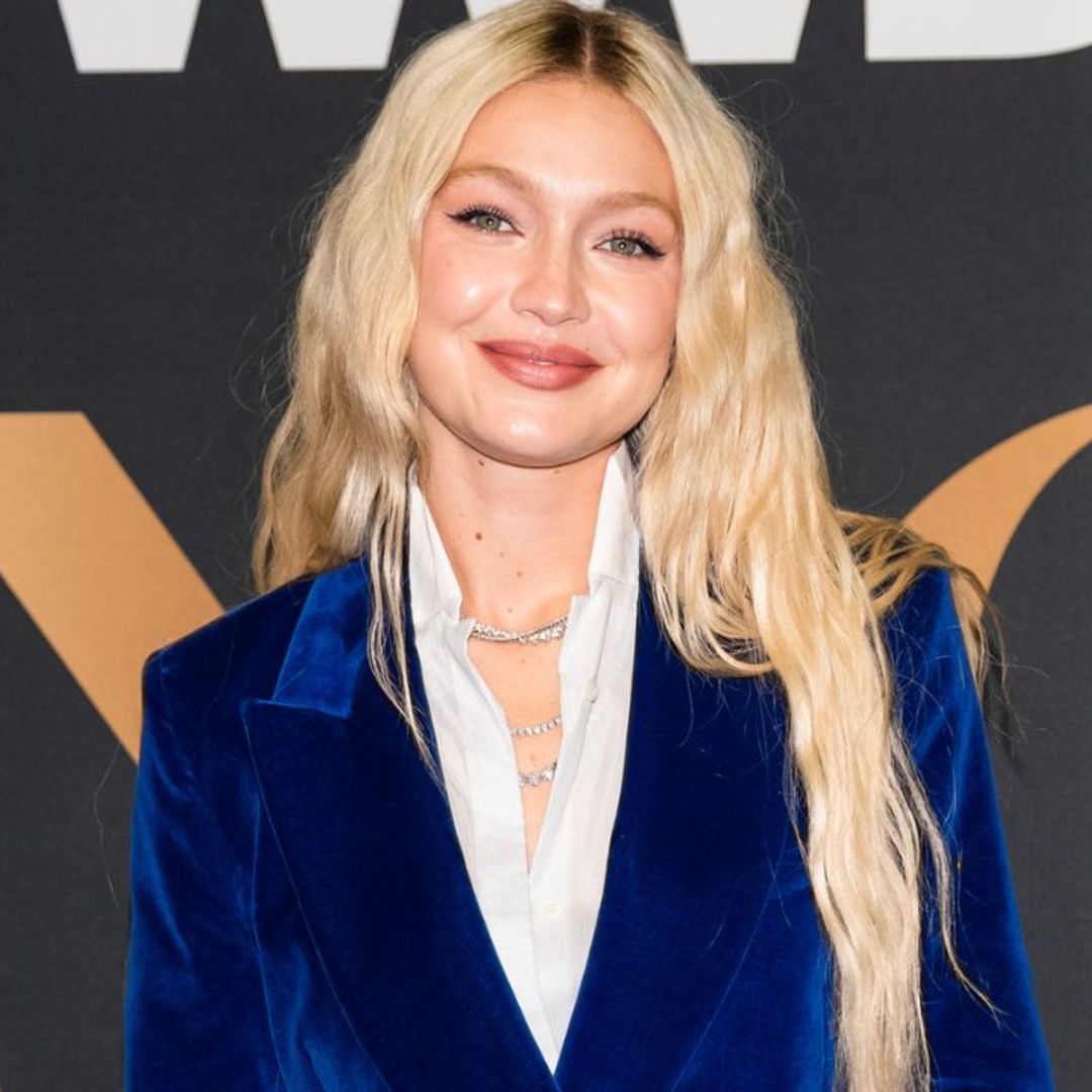 Gigi Hadid channels Austin Powers in a blue velvet suit, and we can't get enough