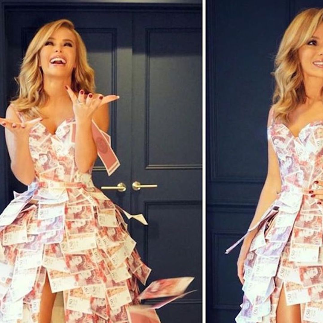 Amanda Holden poses in incredible gown made of £50 notes - for a very special reason