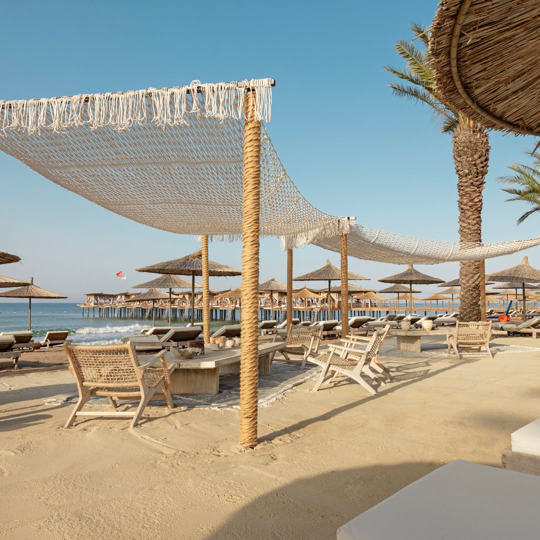 turkey hotel sun loungers on the beach
