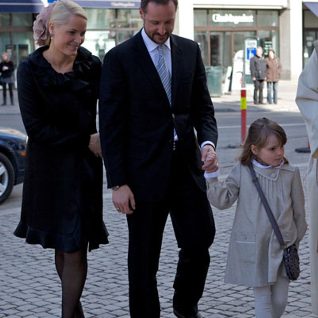 Shy Princess Ingrid joins grandparents at reopening of Oslo Cathedral