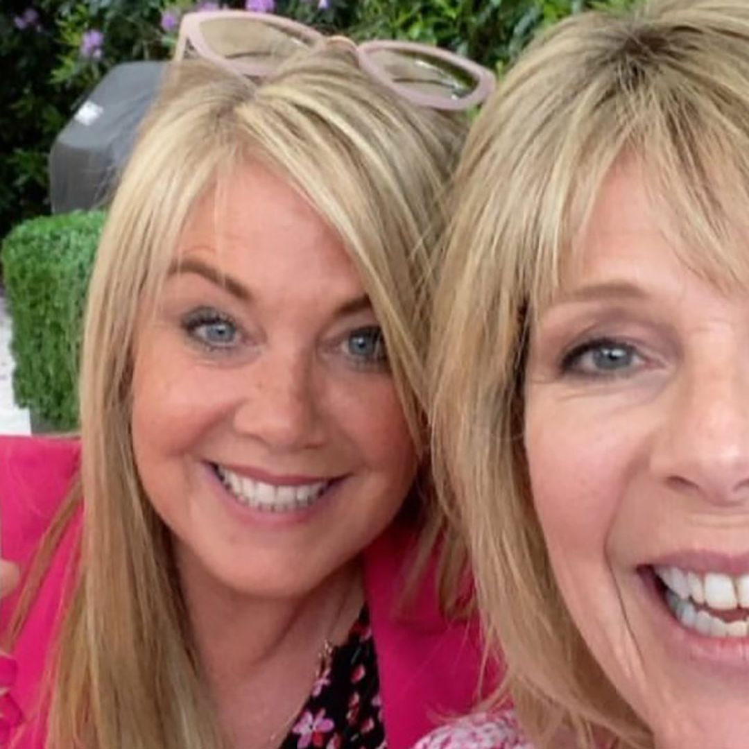 Ruth Langsford and Lucy Alexander twin in pink as they enjoy champagne date in gorgeous garden