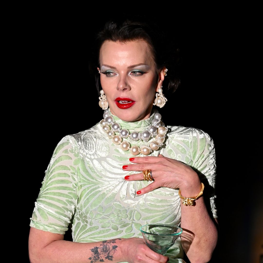 A model presents the Completedworks show during London Fashion Week February 2025 at Senate House on February 21, 2025 in London, England. (Photo by Joe Maher/Getty Images)