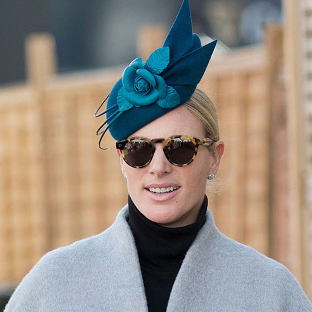 Pregnant Zara Tindall covers her baby bump as she wraps up warm in chic grey coat