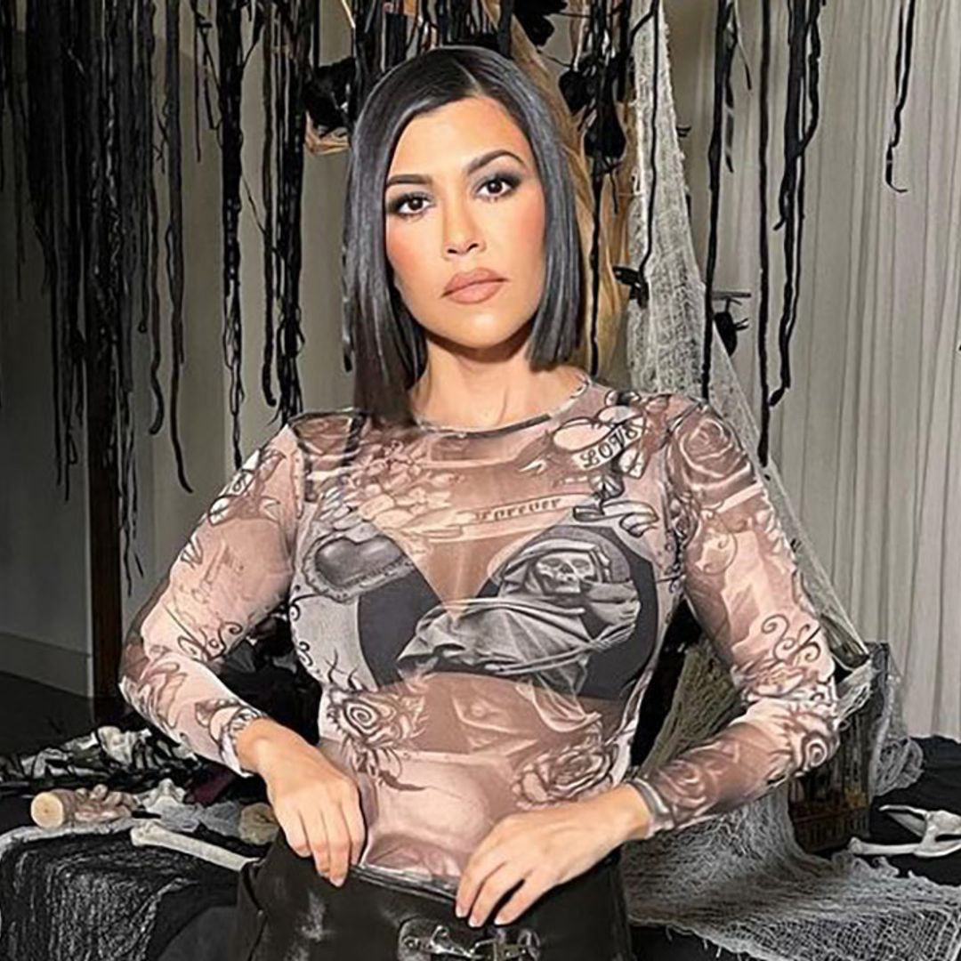 Kourtney Kardashian dons spooky sheer mesh top from her Boohoo collection