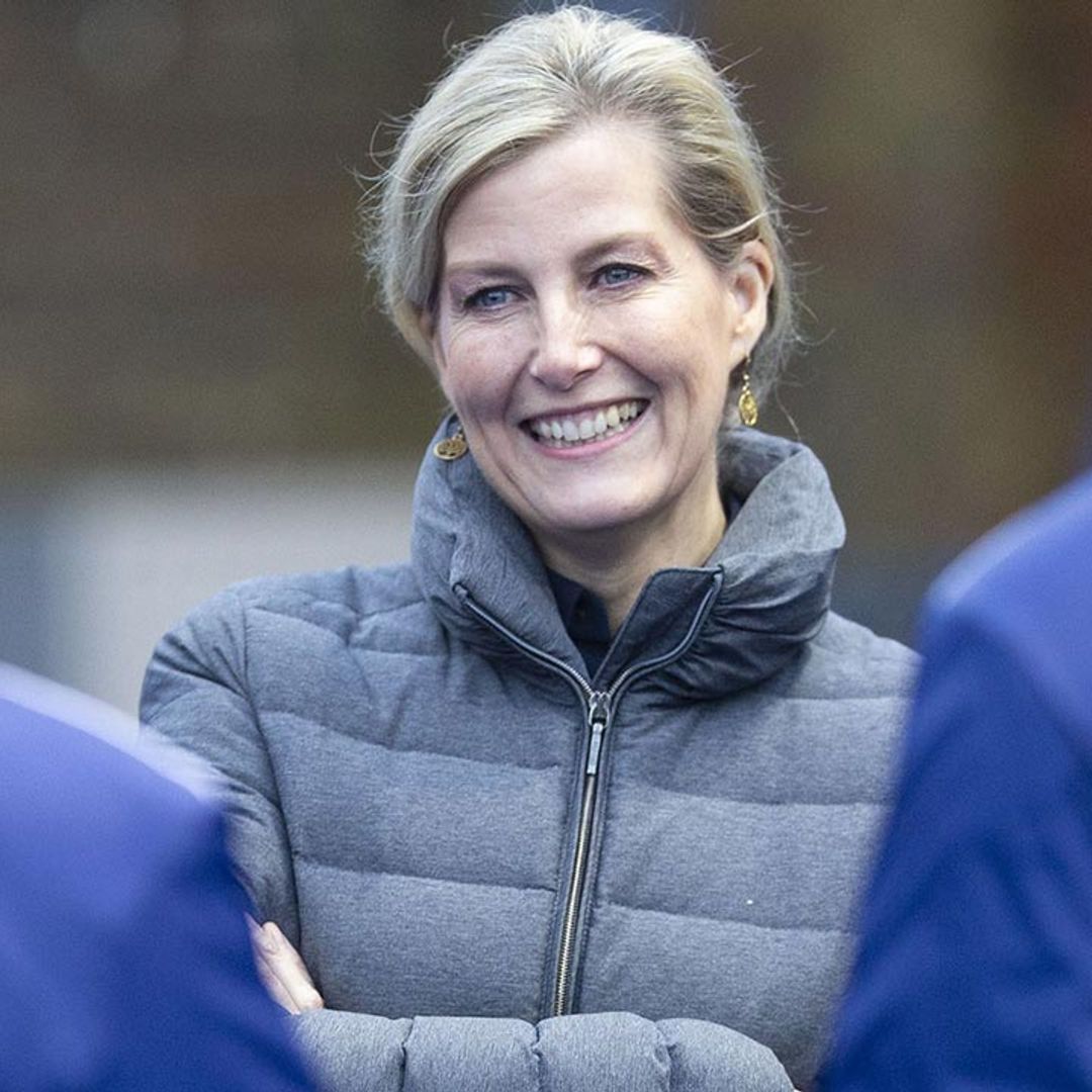 The Countess of Wessex wraps up warm in stylish puffer coat on a trip to Buckinghamshire