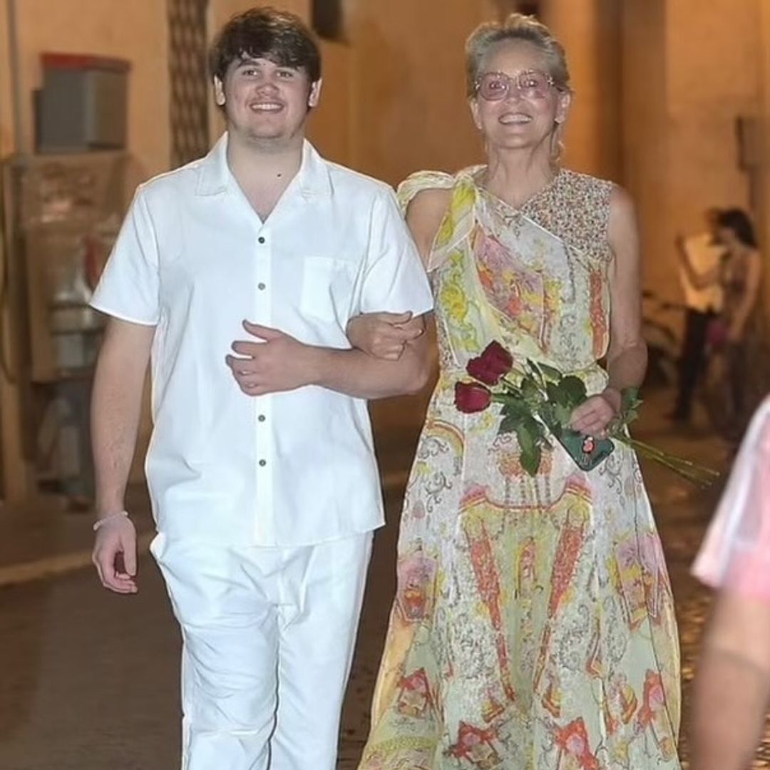 Sharon Stone and her son Laird Stone captured walking on the streets of Rome, shared on Instagram