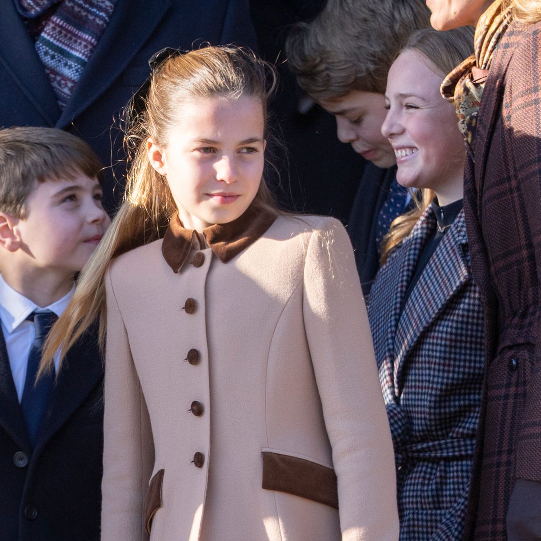 Watch the moment Princess Charlotte hailed as 'Princess Anne in the making' as she stops for Christmas Day selfie