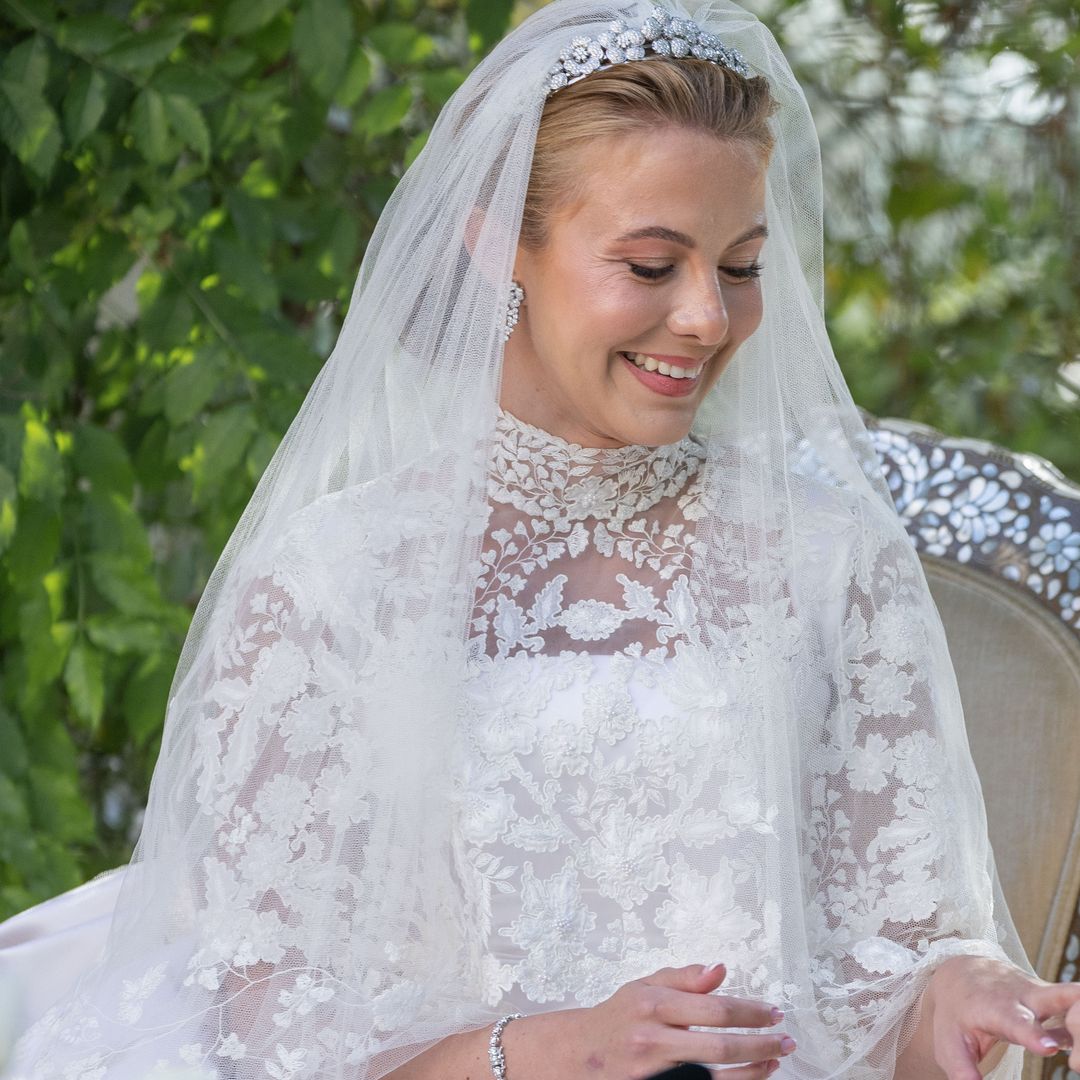 Queen Rania’s niece models corset and sheer lace bridal gown 