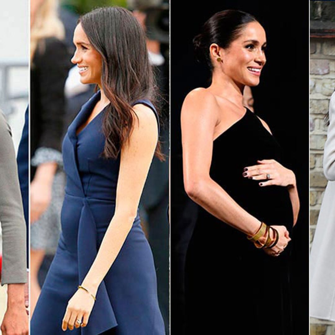 See how Meghan Markle's baby bump has grown since her pregnancy announcement last October