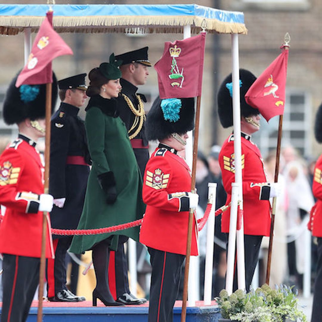 Prince William and Kate Middleton brave the cold weather to celebrate St Patrick's Day