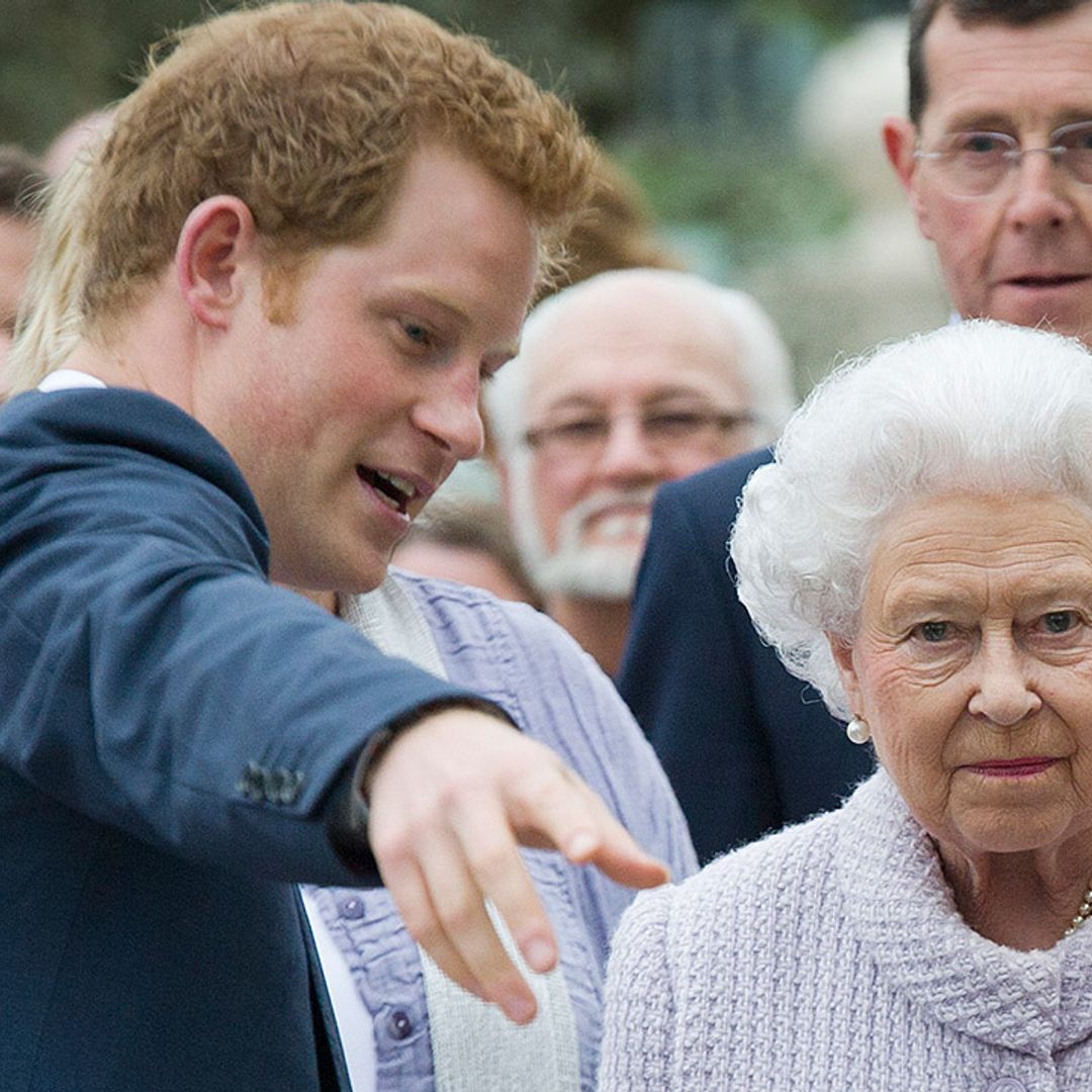 Prince Harry looks after his grandmother the Queen in unearthed photo
