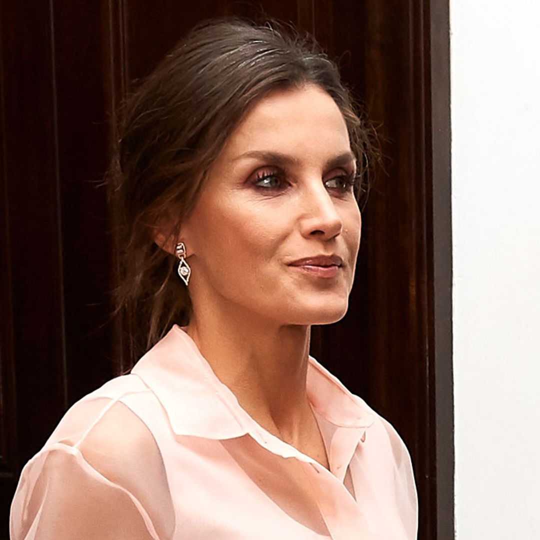 Queen Letizia steps out in Cuba wearing a gorgeous sheer pink dress