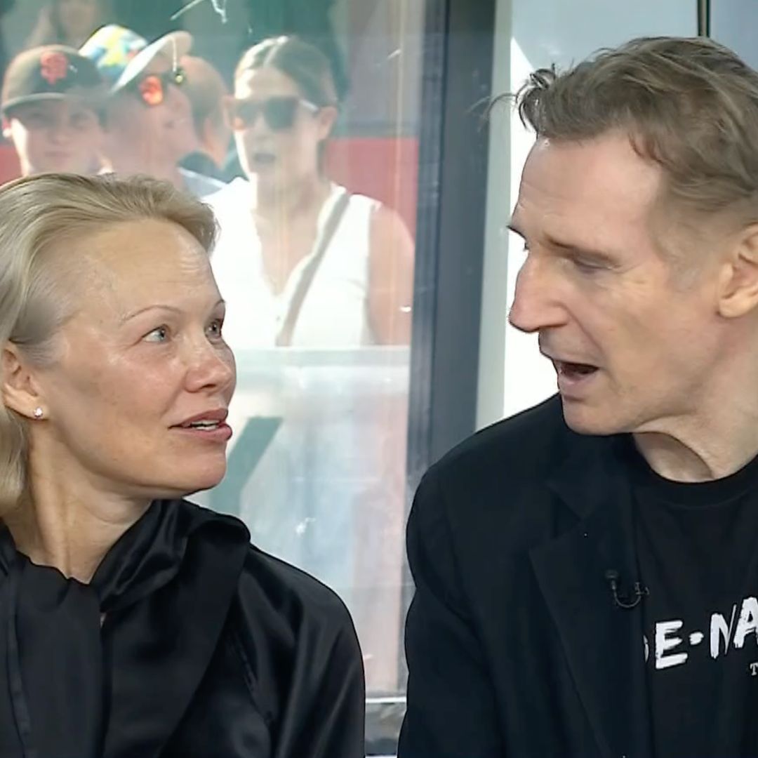 Liam Neeson and Pamela Anderson caught 'kissing' live on the Today Show as hosts react