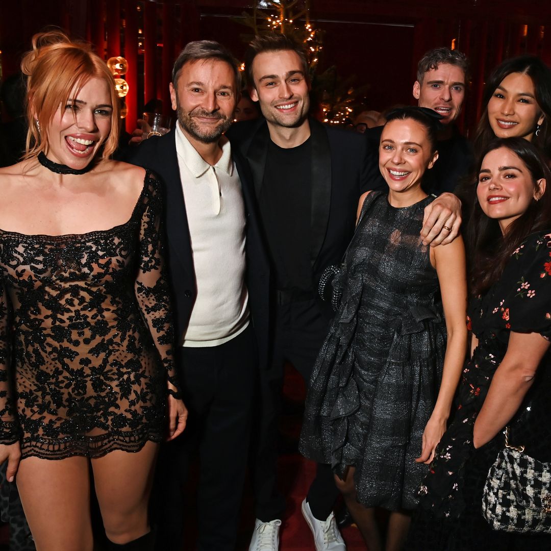Billie Piper, poses alongside her guests Jeremy Langmead, Douglas Booth, Bel Powley, Richard Madden, Jenna Coleman and Gemma Chan 