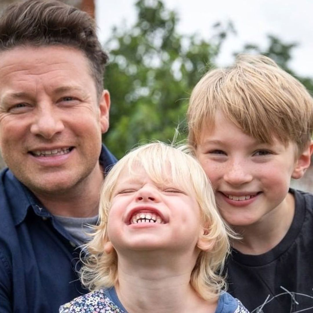 Jamie Oliver sends fans wild with rare picture of son River picking up vegetables
