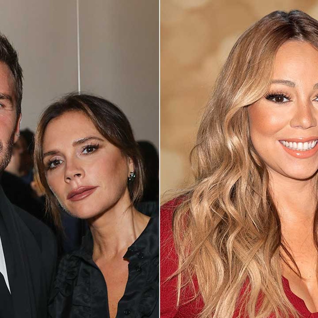 Mariah Carey reacts to David Beckham's impressive high notes in festive video