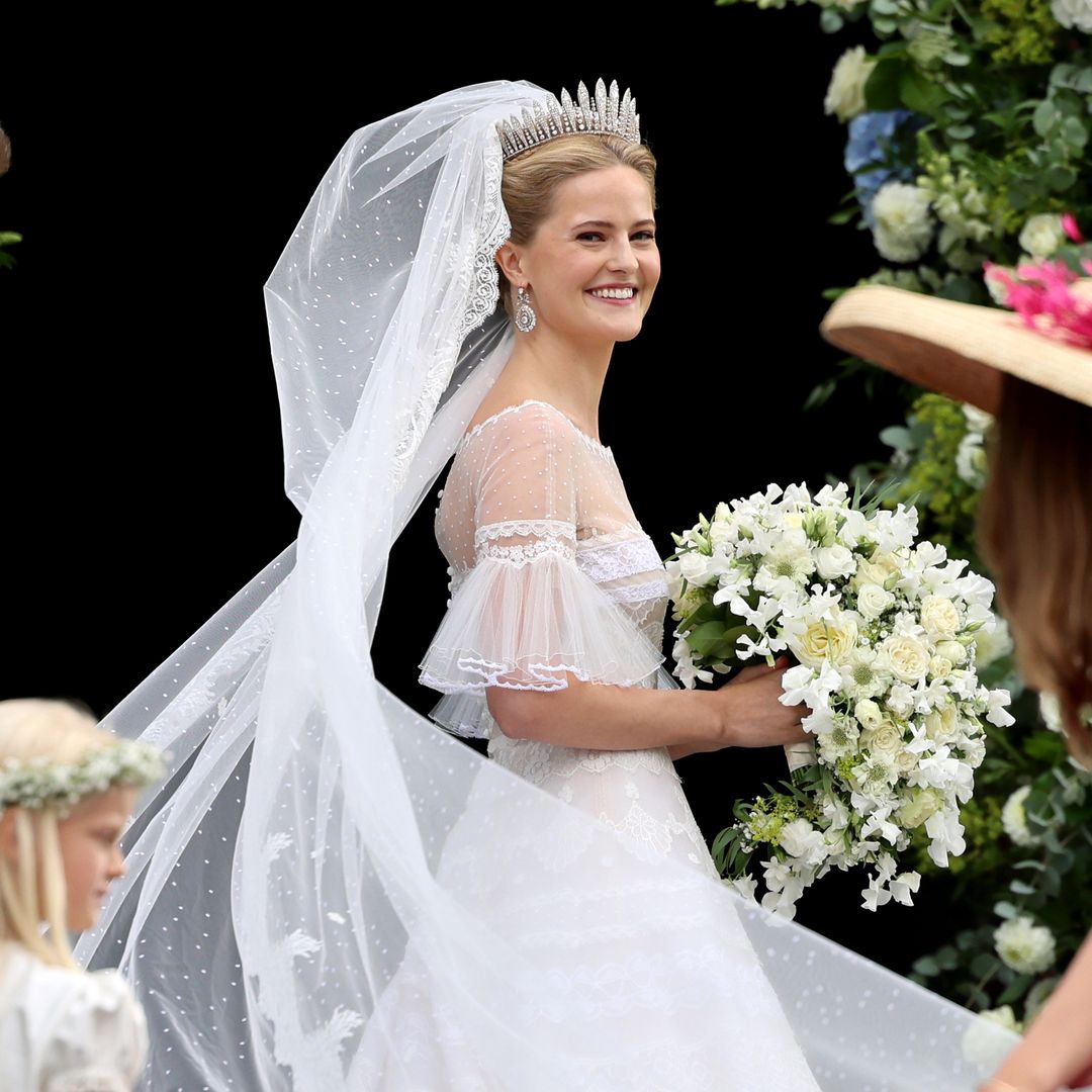 Princess Marie Caroline dazzles in showstopping crown and sheer lace dress for her wedding